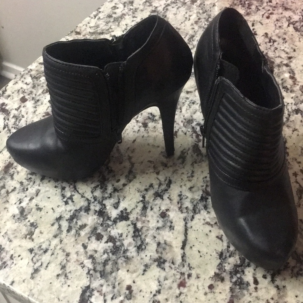 Black leather booties